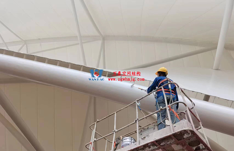 陜西定邊馬蓮灘沙漠公園鋼膜結(jié)構(gòu)工程“奮力快跑”，工程“進度條”刷新了!