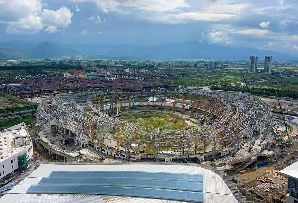 瑞麗國際文體中心建設項目體育場屋面膜結(jié)構(gòu)工程